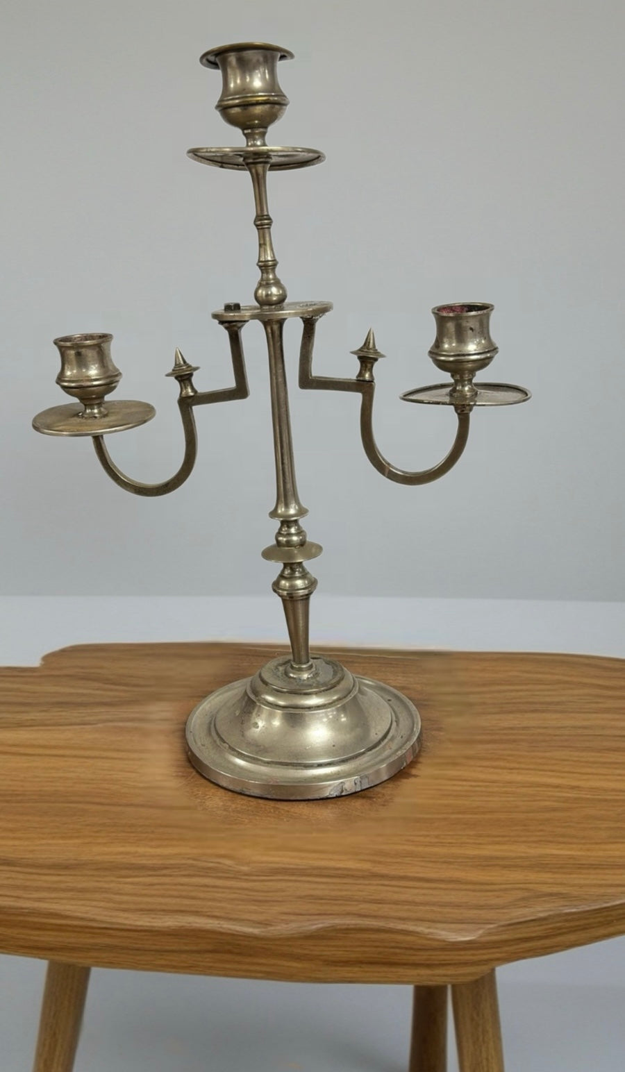 Candélabre ancien en étain – 3 bras