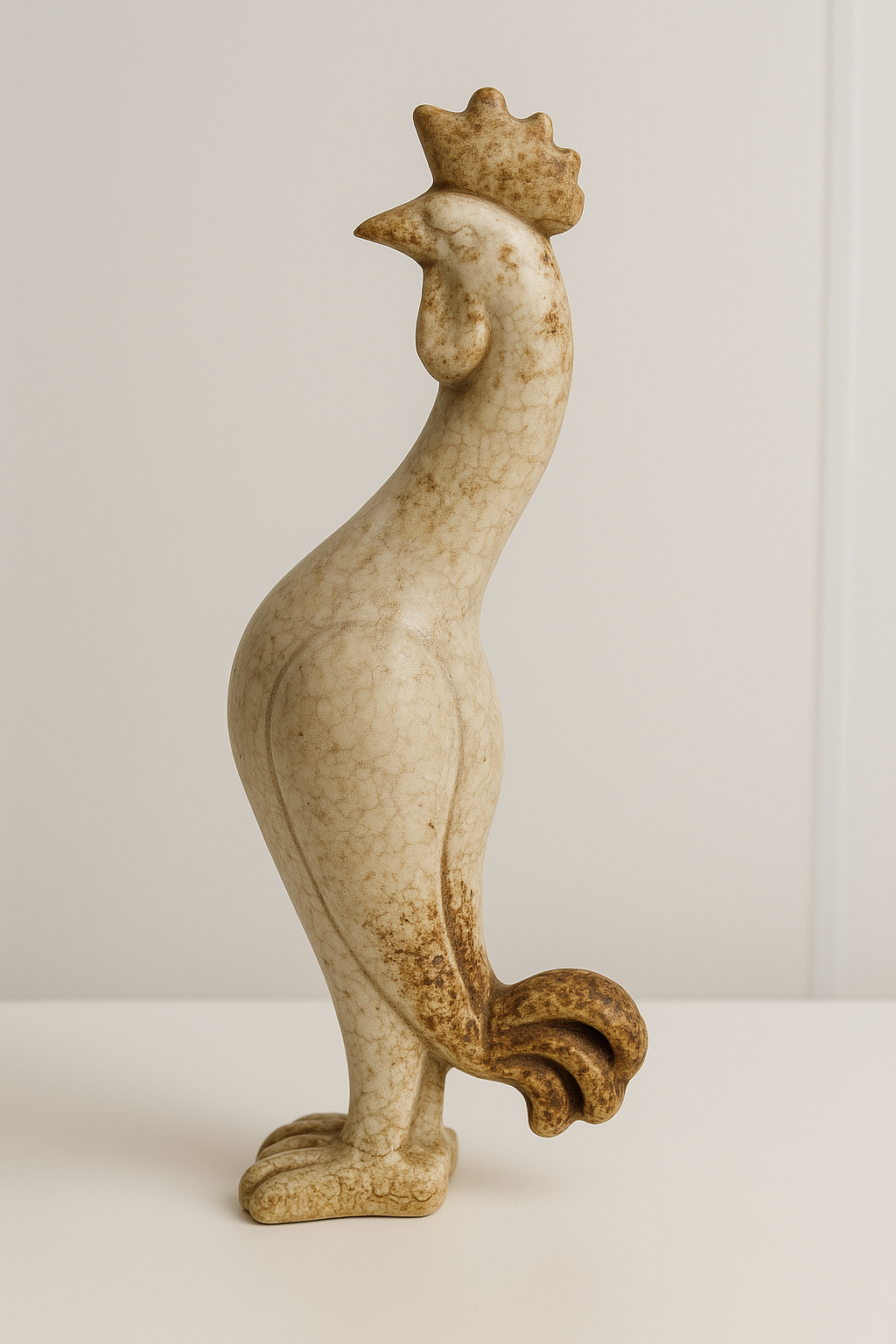 Coq en Céramique Signé – Pièce Artisanale Vintage (27 cm)