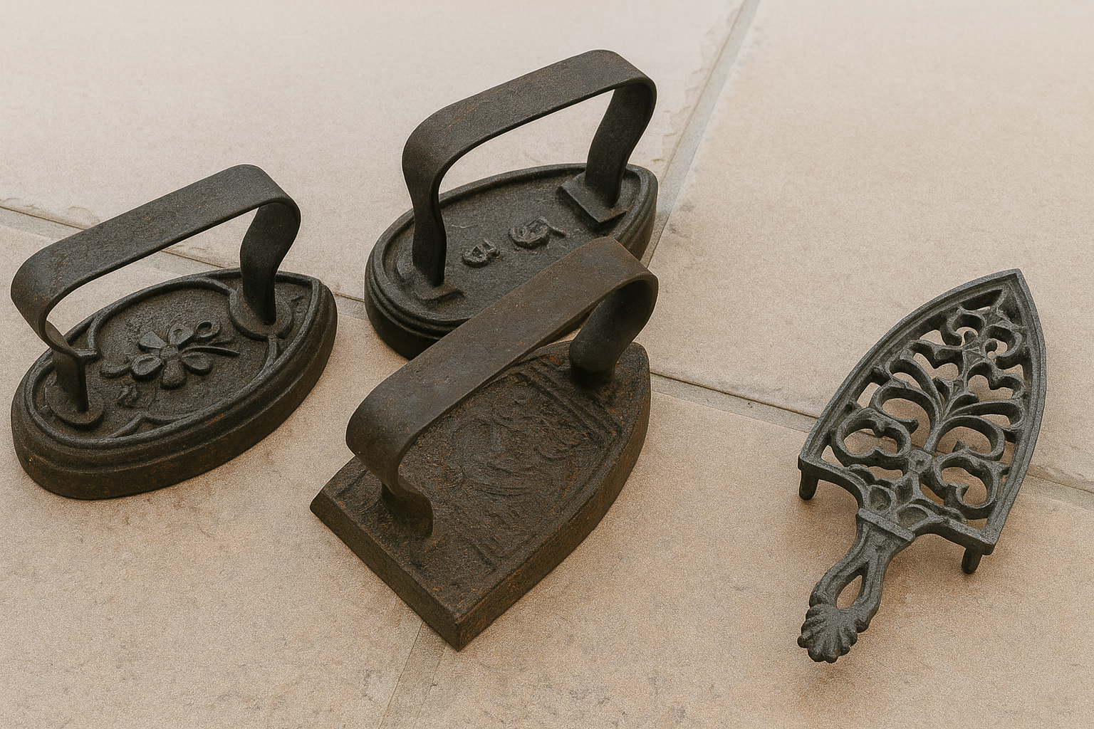 Fers à Repasser Anciens en Fonte – XIXᵉ siècle