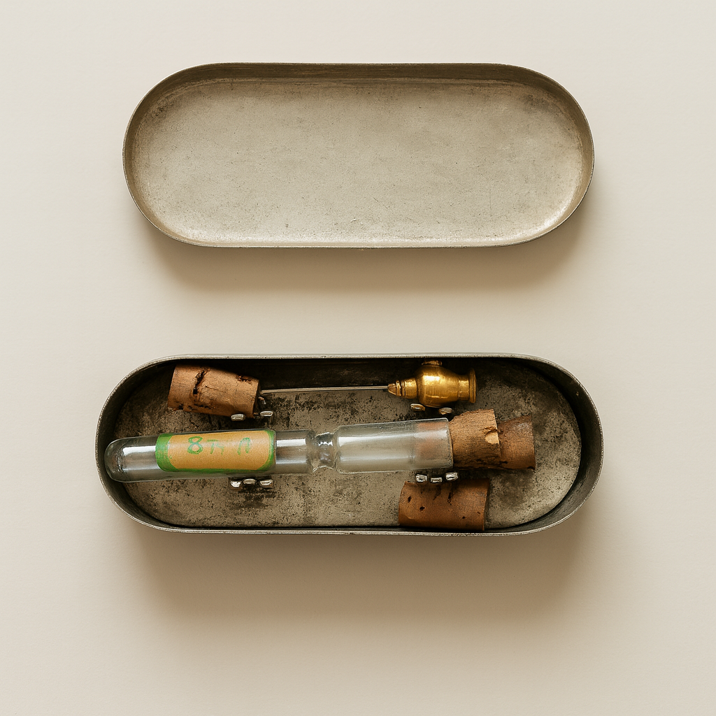 Ancien Kit Médical de Collection – Tube & Canule en Laiton (Début XXᵉ siècle)