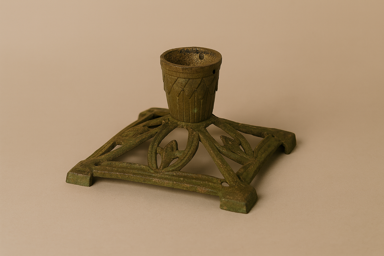 Ancien pied en métal – Socle de bougeoir / lampe Style Art Nouveau – Début XXe