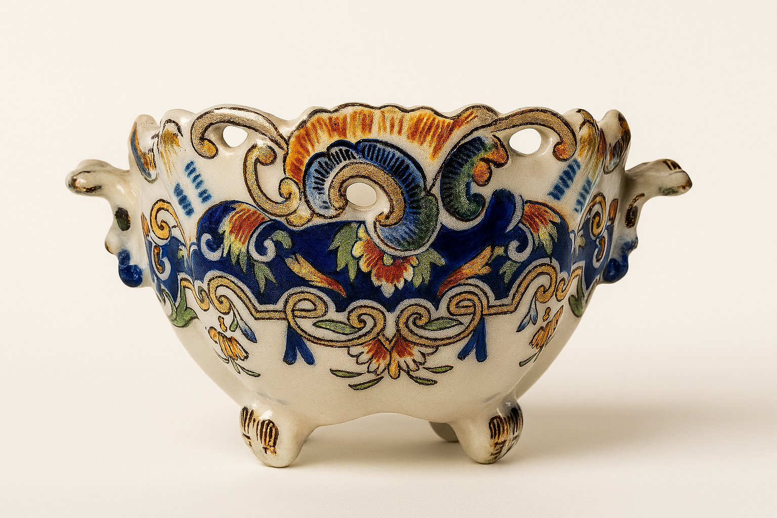 Coupe en faïence Vieux Rouen – Signée & numérotée 1070 – H. 9 cm