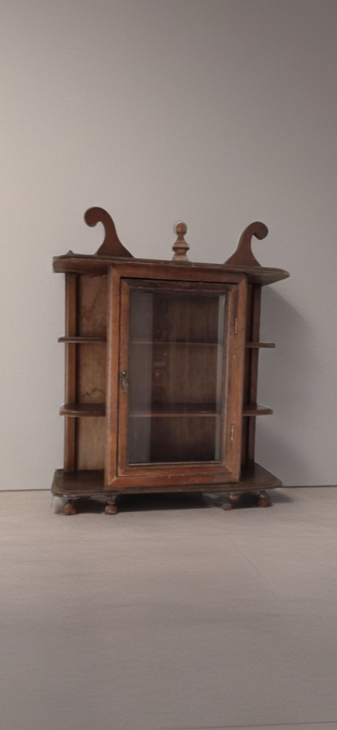 Petite vitrine ancienne en bois – Cabinet de curiosités (XIXᵉ – début XXᵉ)
