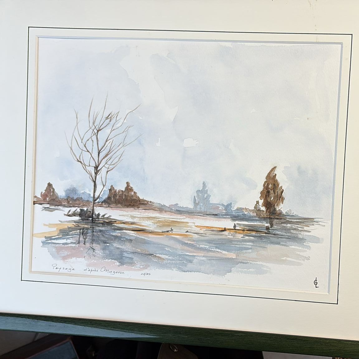 Aquarelle signée GL – 02/95 – “Paysage”