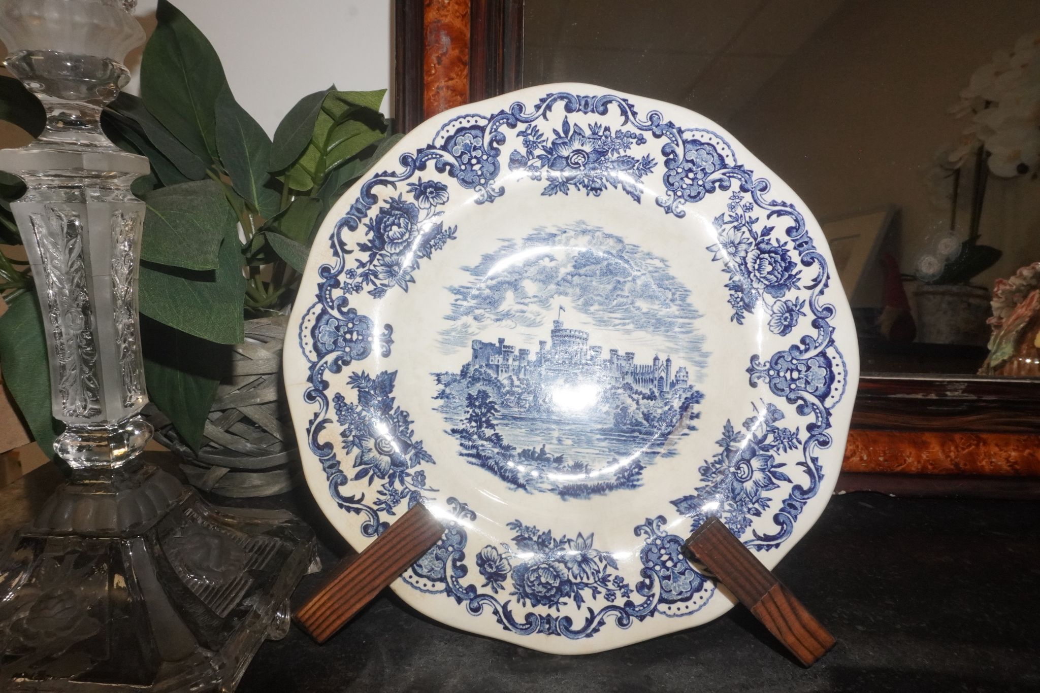 圣阿芒古董铁石瓷深盘，“柳树”图案